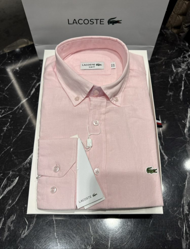 Regular fit Ham Keten Gömlek (-1802-Pembe) 