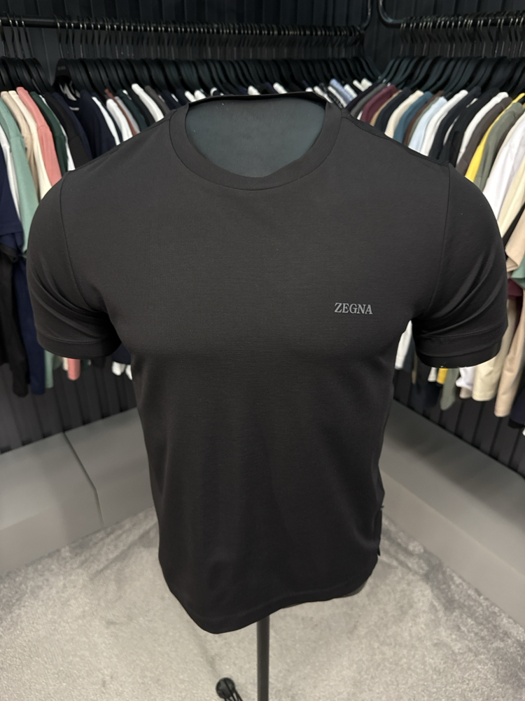 İthal ZEGNA T-shirt Kırışmayan Kumaş (15063-Siyah)