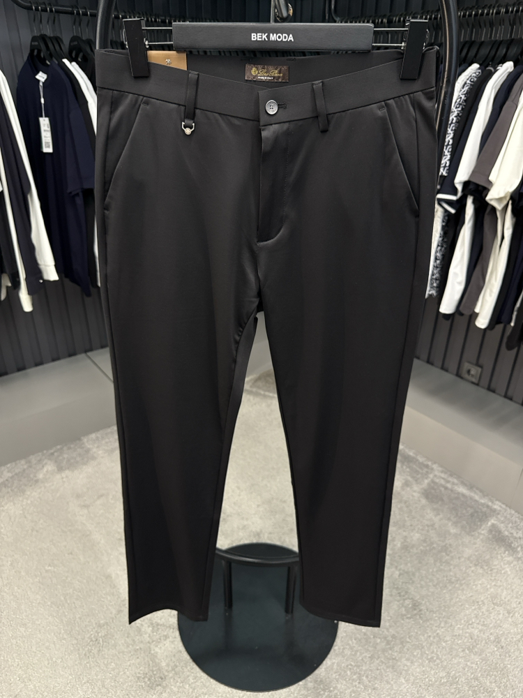İthal Lora Piana Kırışmayan Kumaş Jogger Pantolon (0110-Siyah)
