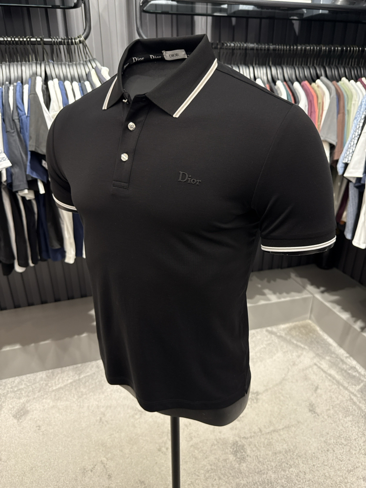 İthal DİOR Polo Yaka Kırışmayan Kumaş (0121-Siyah))