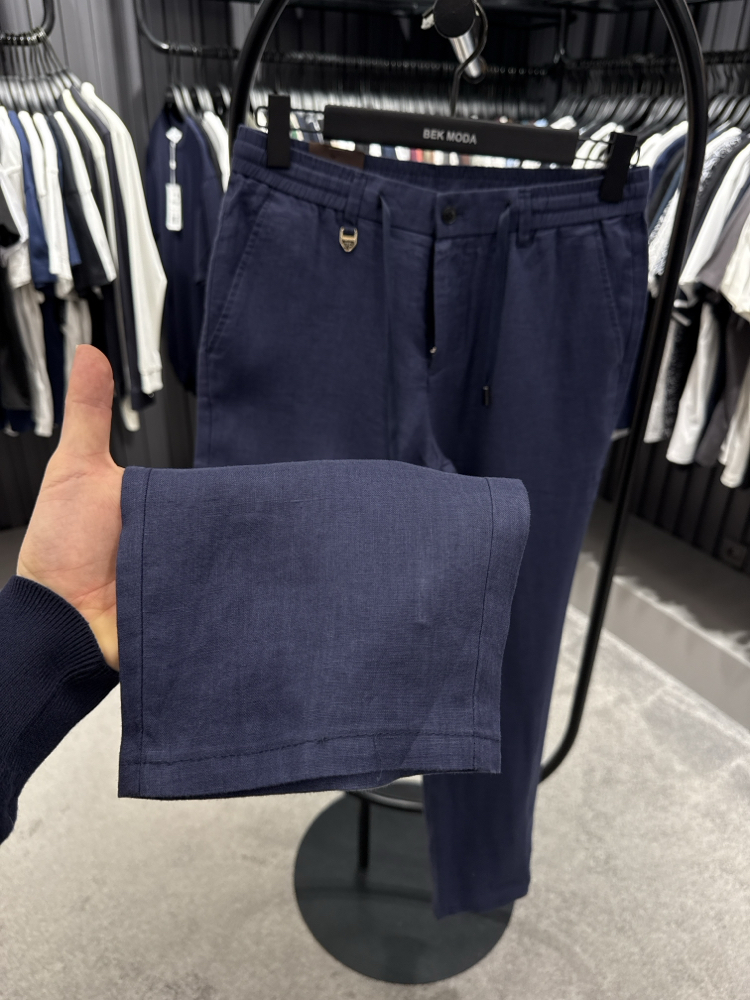 İthal Tom Ford Ham Keten Pantolon (0117-Lacivert)