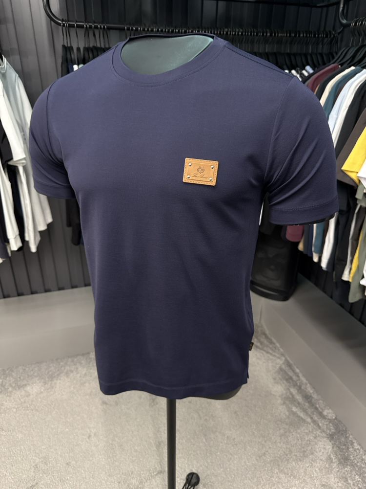 İthal Loro Piano T-shirt Kırışmayan Kumaş (15053-Lacivert)