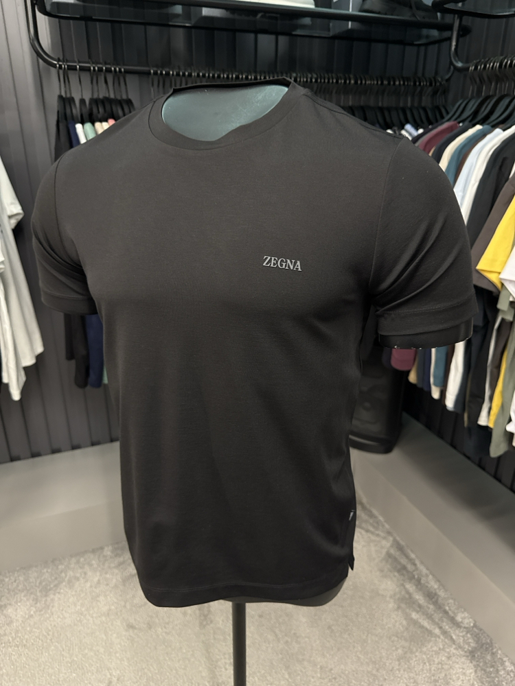 İthal ZEGNA T-shirt Kırışmayan Kumaş (15063-Siyah)