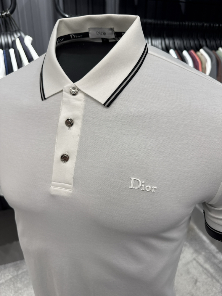 İthal DİOR Polo Yaka Kırışmayan Kumaş (0121-Beyaz))
