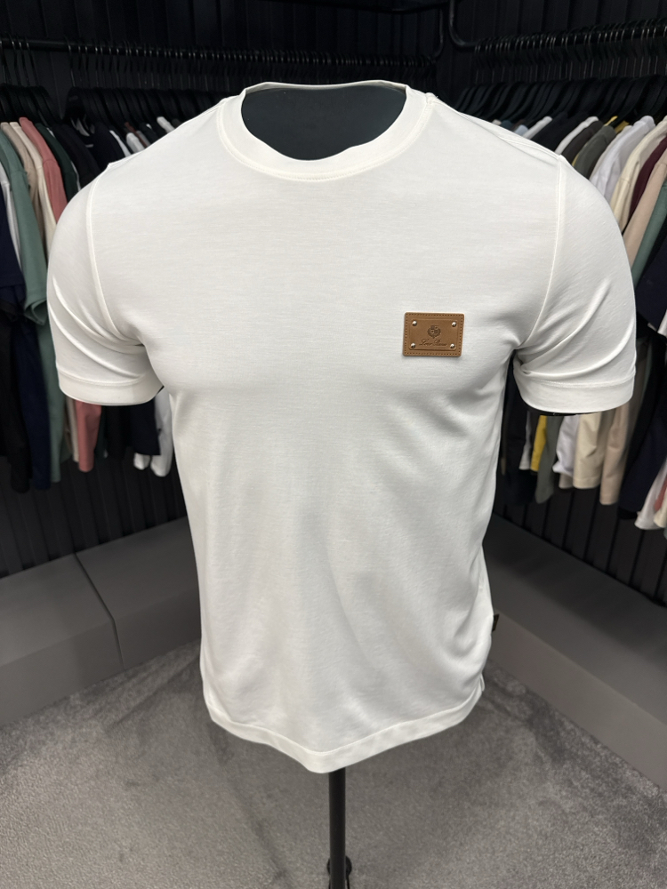 İthal Loro Piano T-shirt Kırışmayan Kumaş (15053-Beyaz)