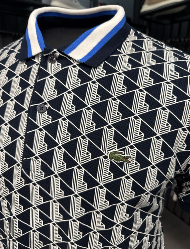 Monogram Desenli  Detaylı Polo Yaka(10002-Lacivert)