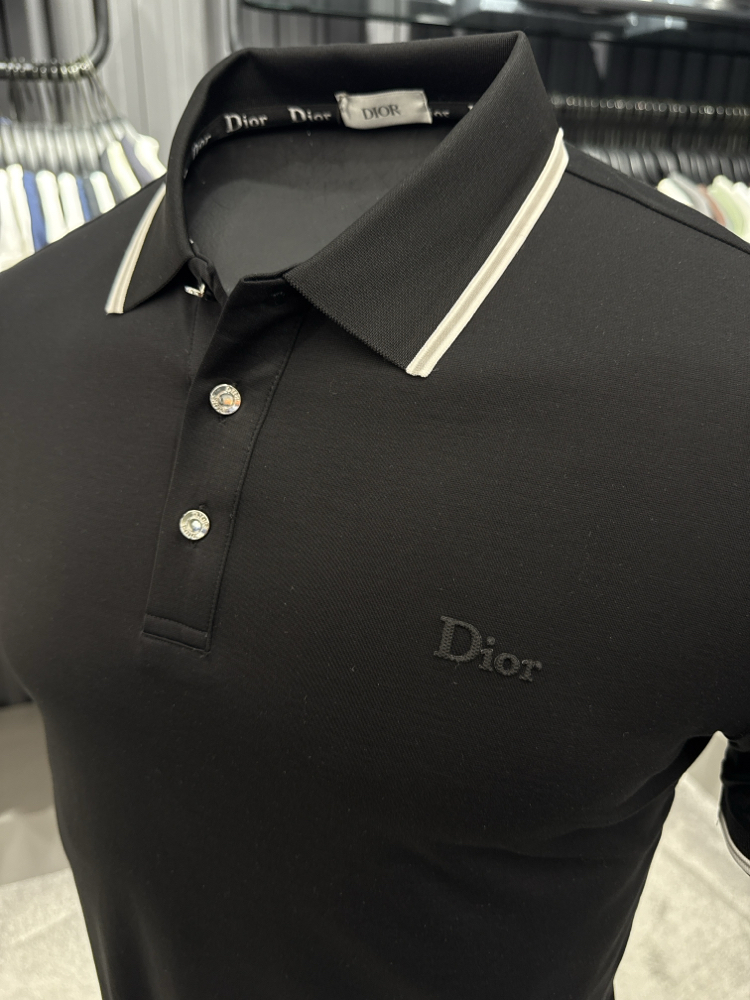 İthal DİOR Polo Yaka Kırışmayan Kumaş (0121-Siyah))