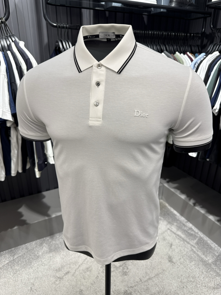 İthal DİOR Polo Yaka Kırışmayan Kumaş (0121-Beyaz))