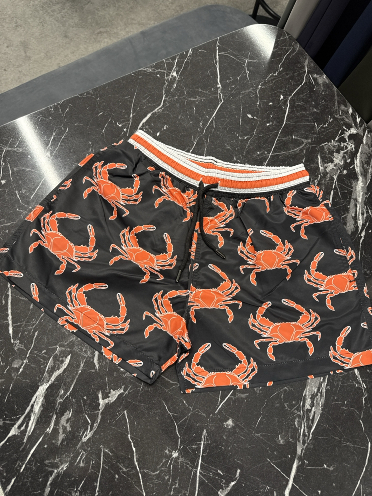 Hugo Boss Siyah Yengeç Desenli Deniz Şortu