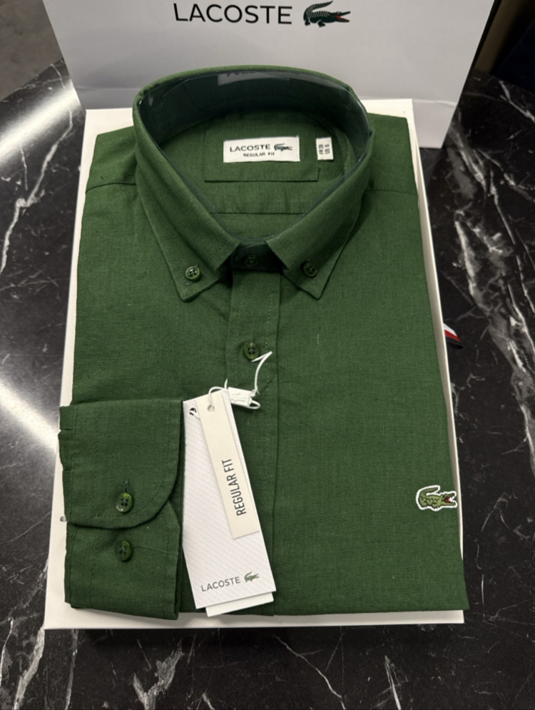 Regular fit Ham Keten Gömlek (-1802-Yeşil)