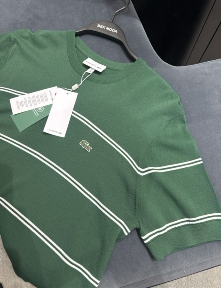 Çizgili Rayon Kırışmayan Kumaş Triko  (5064-Yeşil)