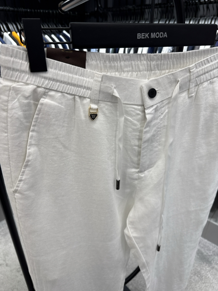 İthal Tom Ford Ham Keten Pantolon (0117-Beyaz)