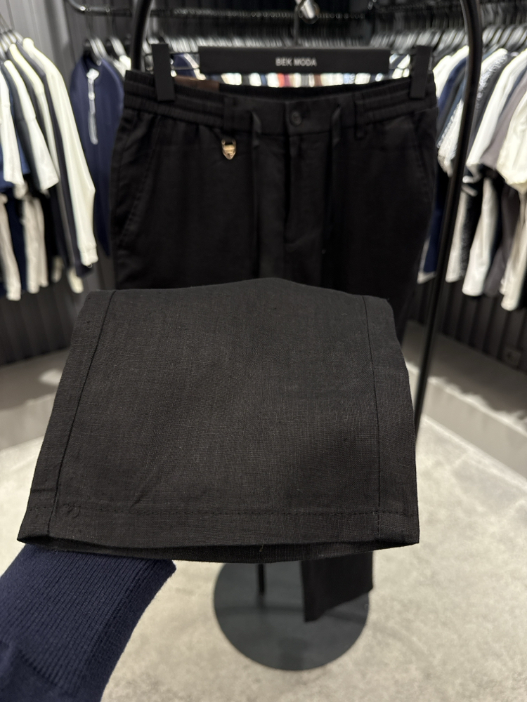 İthal Tom Ford Ham Keten Pantolon (0117-Siyah)
