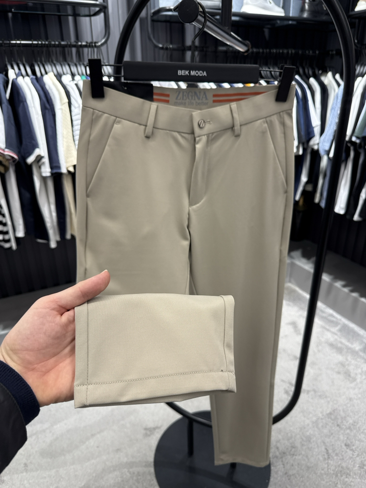 İthal ZEGNA Kırışmayan Kumaş Jogger Pantolon (0102-Bej)
