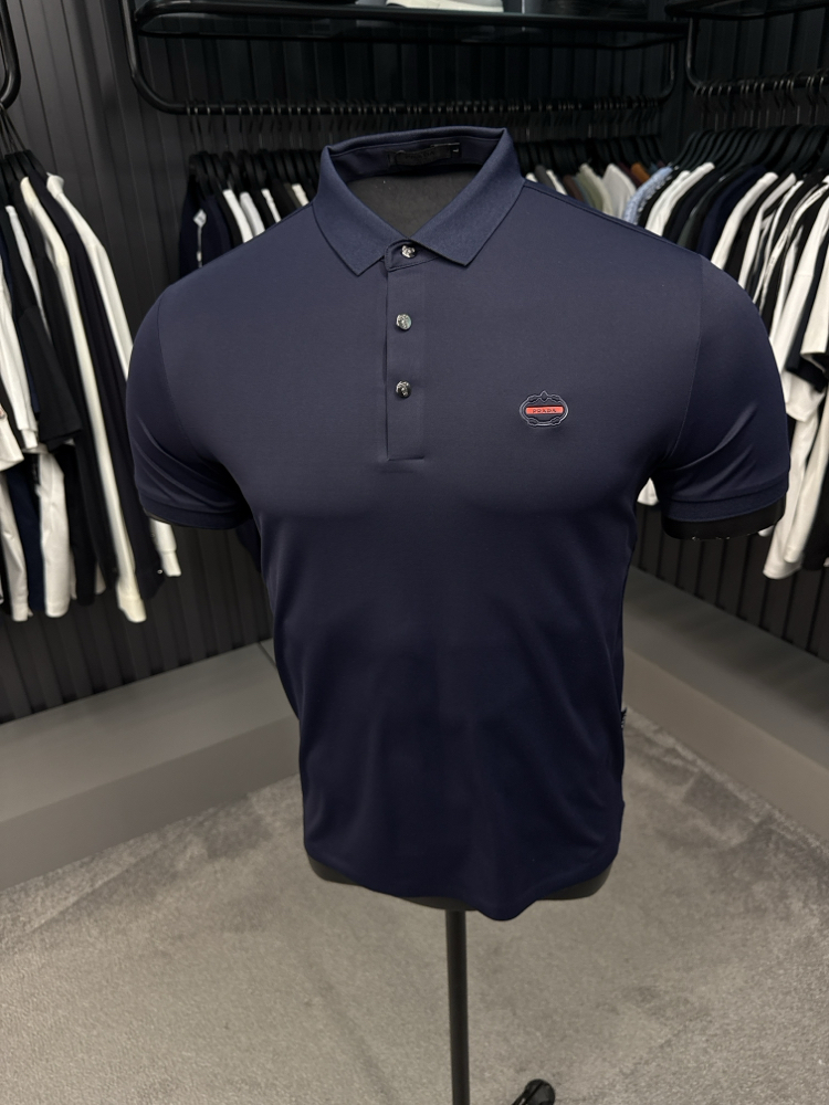 İthal PRADA Polo Yaka Kırışmayan Kumaş (0120-Lacivert)