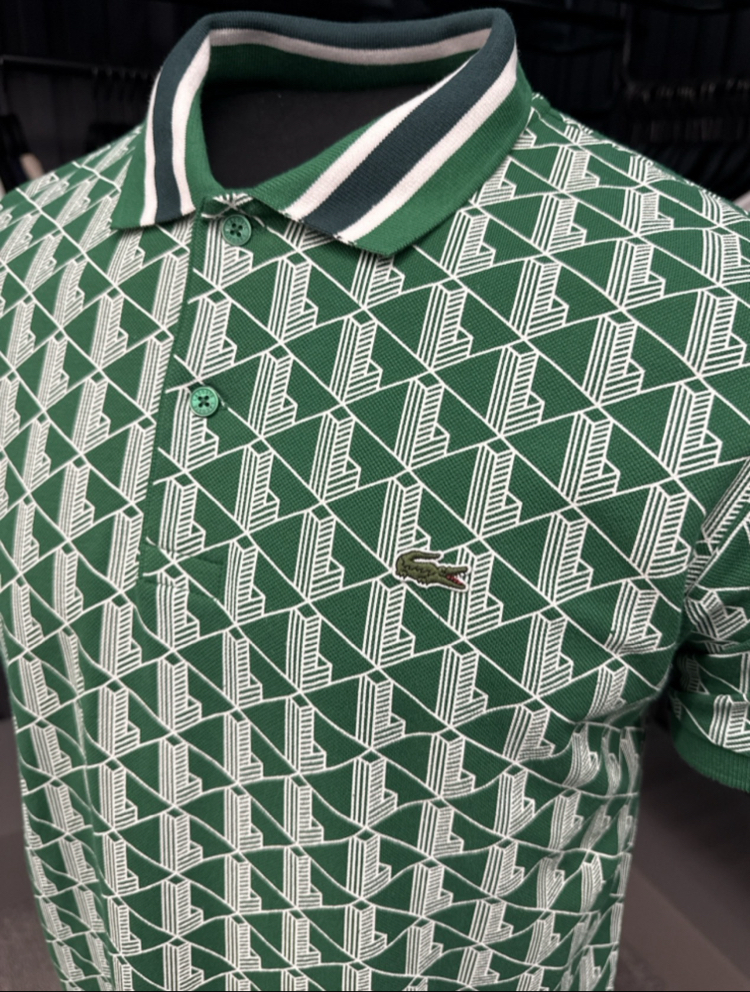 Monogram Desenli  Detaylı Polo Yaka(10002-Yeşil)