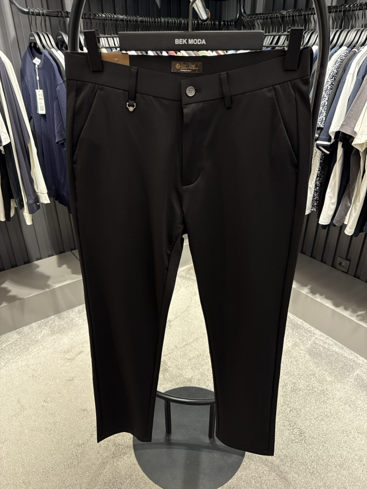 İthal Lora Piana Kırışmayan Kumaş Jogger Pantolon (0110-Siyah)