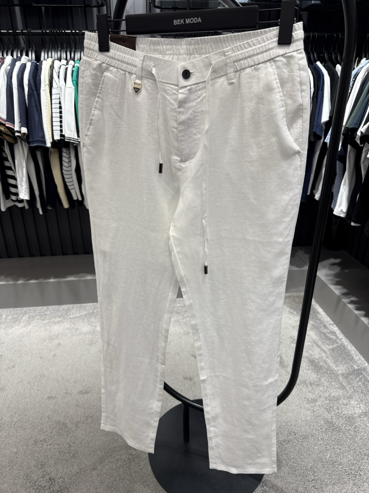 İthal Tom Ford Ham Keten Pantolon (0117-Beyaz)