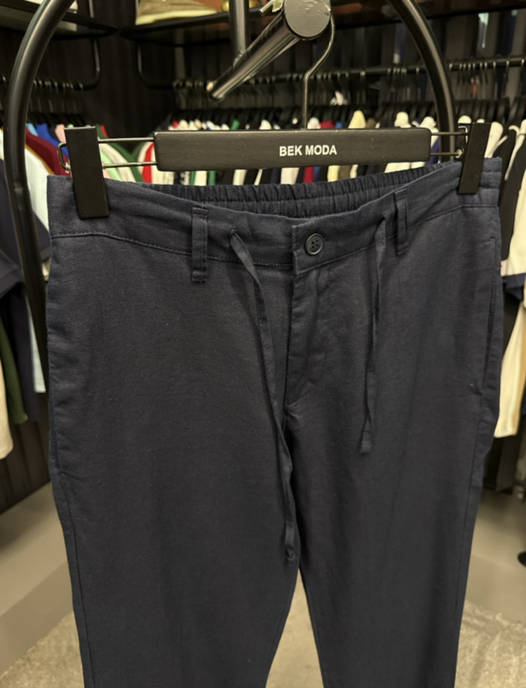 Premium Ham Keten Pantolon (1398-Lacivert)