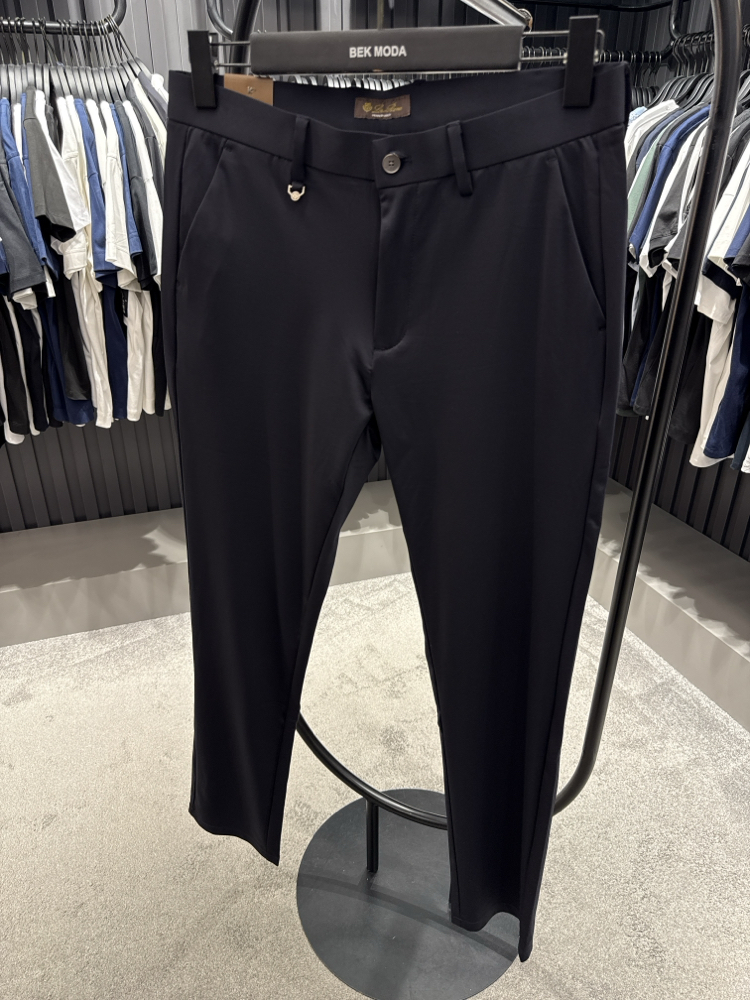 İthal Lora Piana Kırışmayan Kumaş Jogger Pantolon (0110-Lacivert)