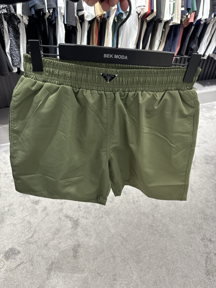 Prada Demir Logo Deniz Şortu (Haki)