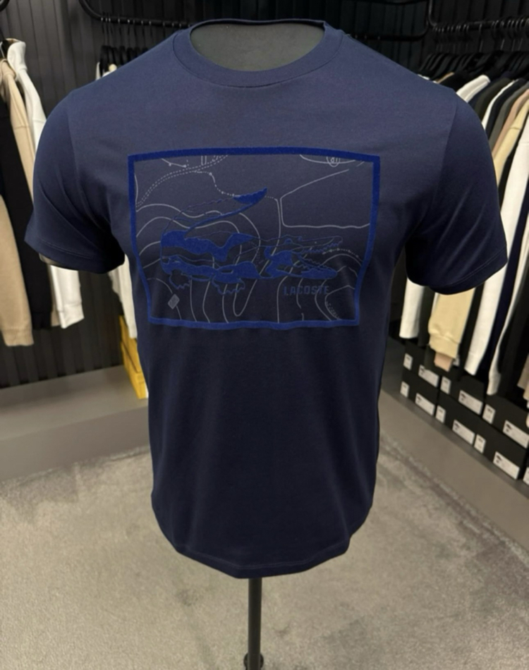Süet Baskılı T-shirt (26108-Lacivert)