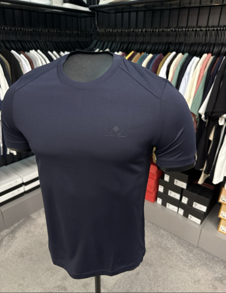 İthal Lora Piana  T-shirt Kırışmayan Kumaş (7213-Lacivert)