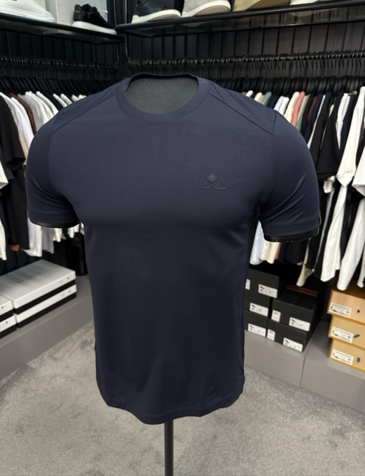 İthal Lora Piana  T-shirt Kırışmayan Kumaş (7213-Lacivert)