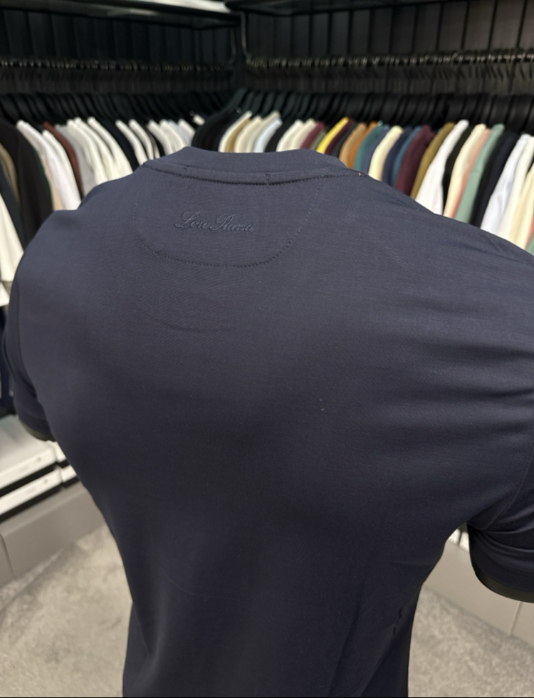 İthal Lora Piana  T-shirt Kırışmayan Kumaş (7213-Lacivert)