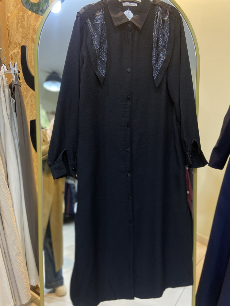 Siyah keten tunik