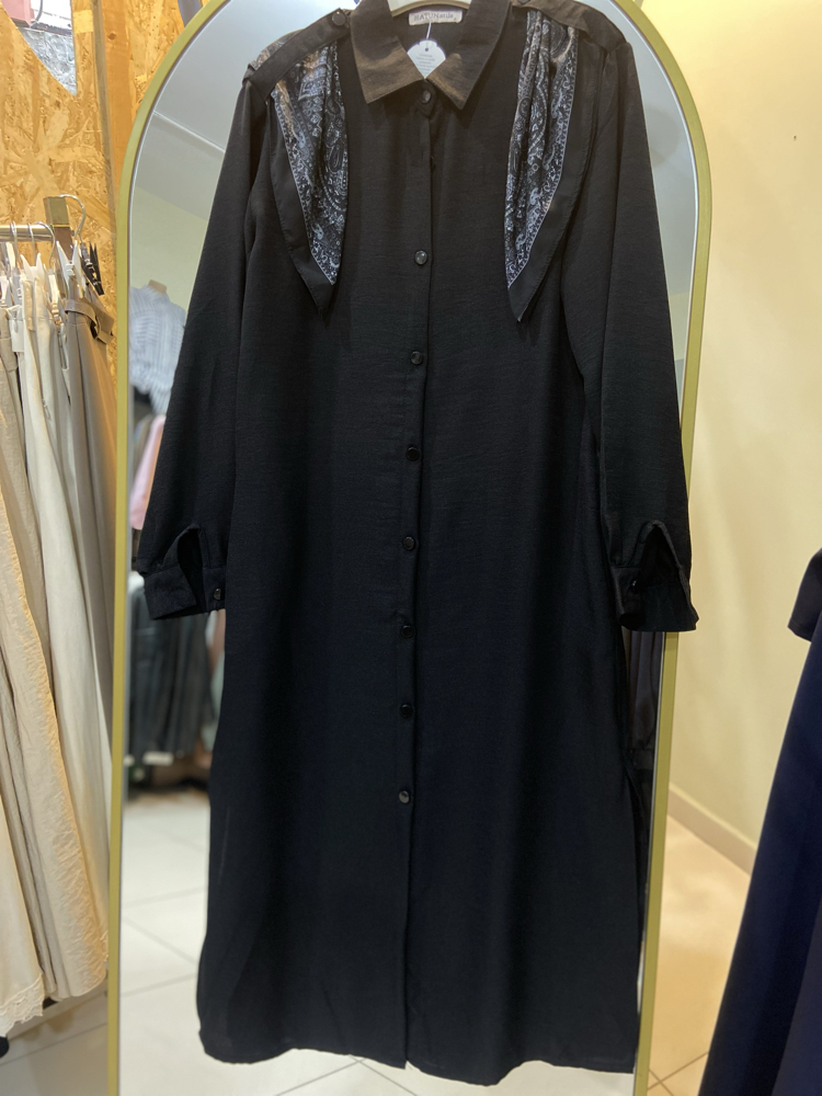 Siyah keten tunik