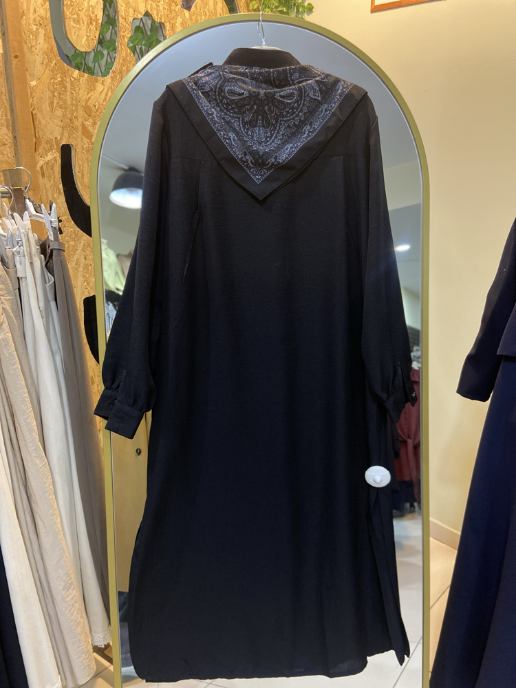 Siyah keten tunik