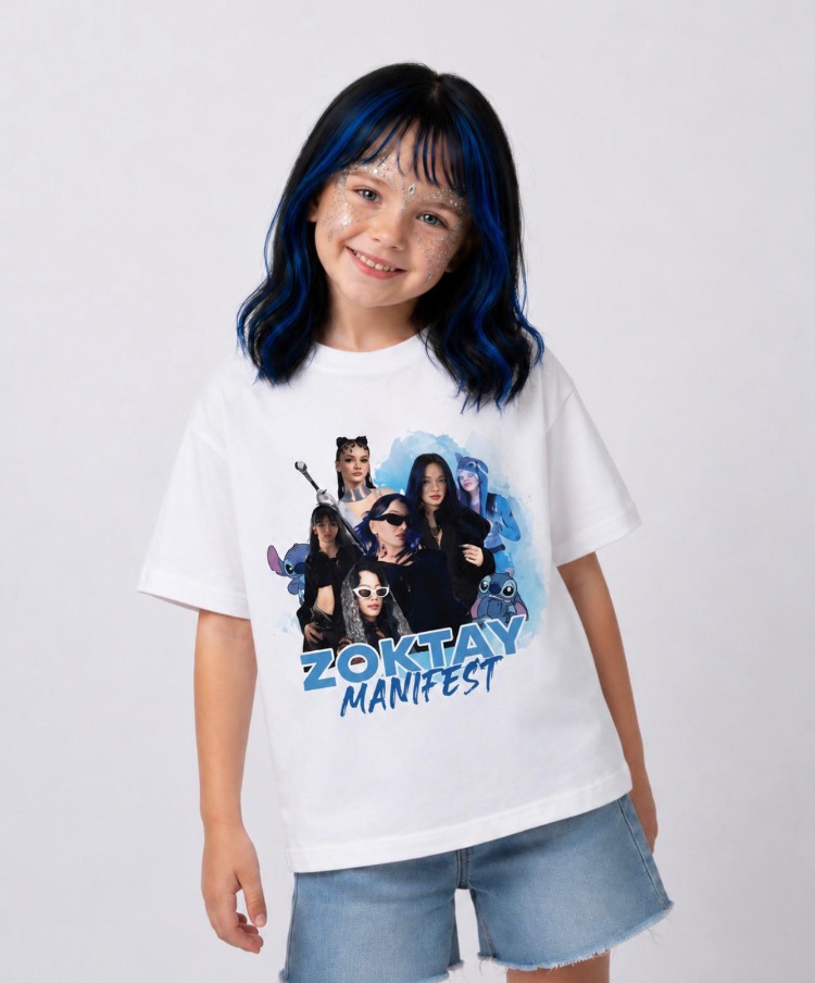 manifest zoktay tişört + peruk + yüz taşı 3 lü set 