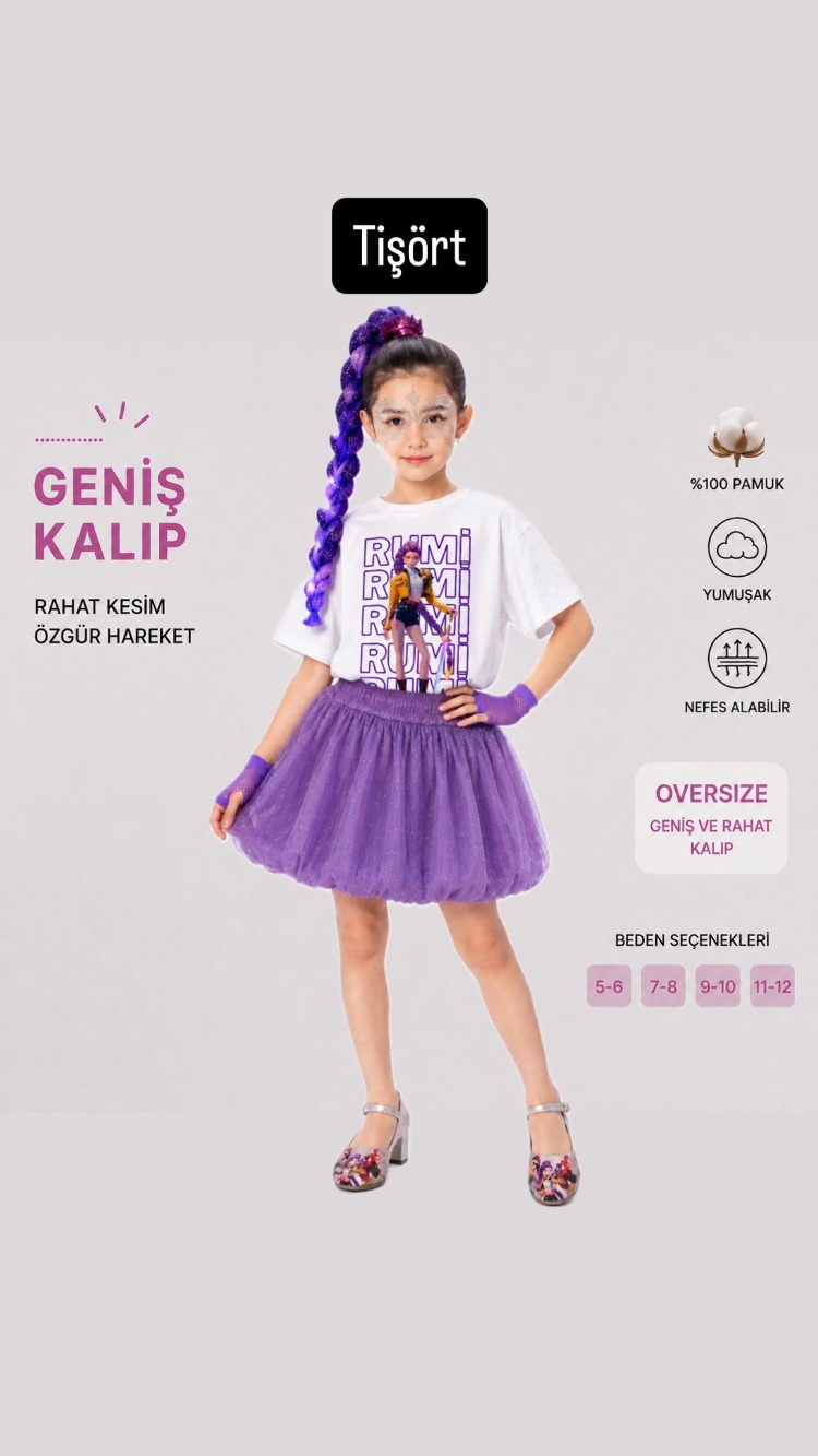 kpop rumi baskı tişört