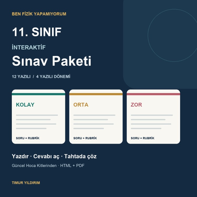 BFY 11. Sınıf İnteraktif Sınav Paketi · Kolay, Orta, Zor
