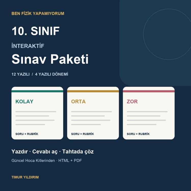 BFY 10. Sınıf İnteraktif Sınav Paketi · Kolay, Orta, Zor