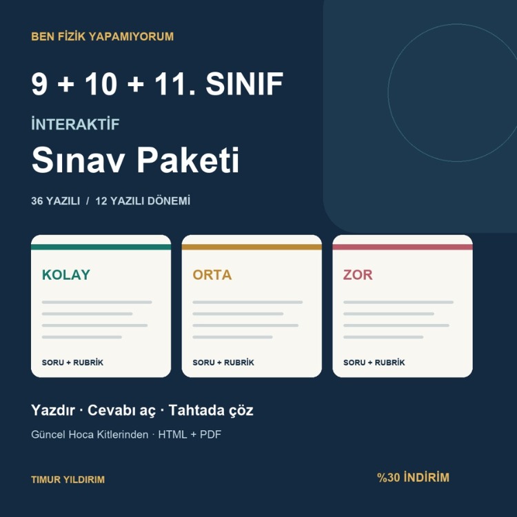 BFY 9 + 10 + 11. Sınıf İnteraktif Sınav Paketi · Kolay, Orta, Zor · %30 İndirim