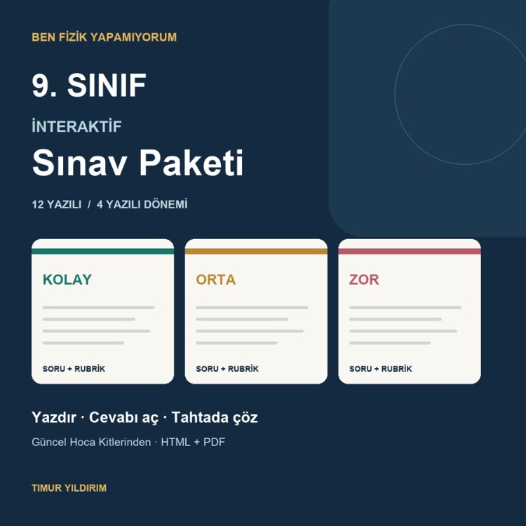 BFY 9. Sınıf İnteraktif Sınav Paketi · Kolay, Orta, Zor