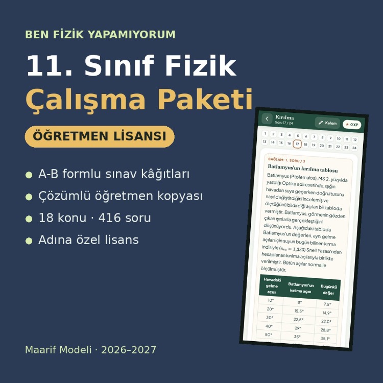 BFY 11. Sınıf Fizik – Öğretmen Lisansı