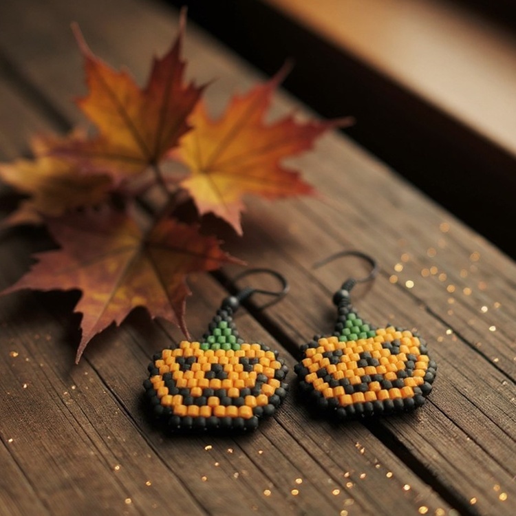 Cadılar Bayramı / Halloween Sevimli Hayalet Balkabağı  Temalı Küpe