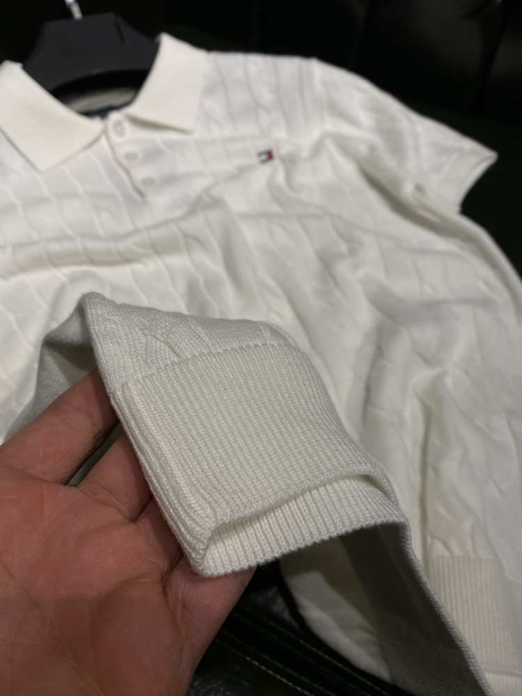 Tommy Hilfiger- Premium Beyaz Triko Polo Yaka