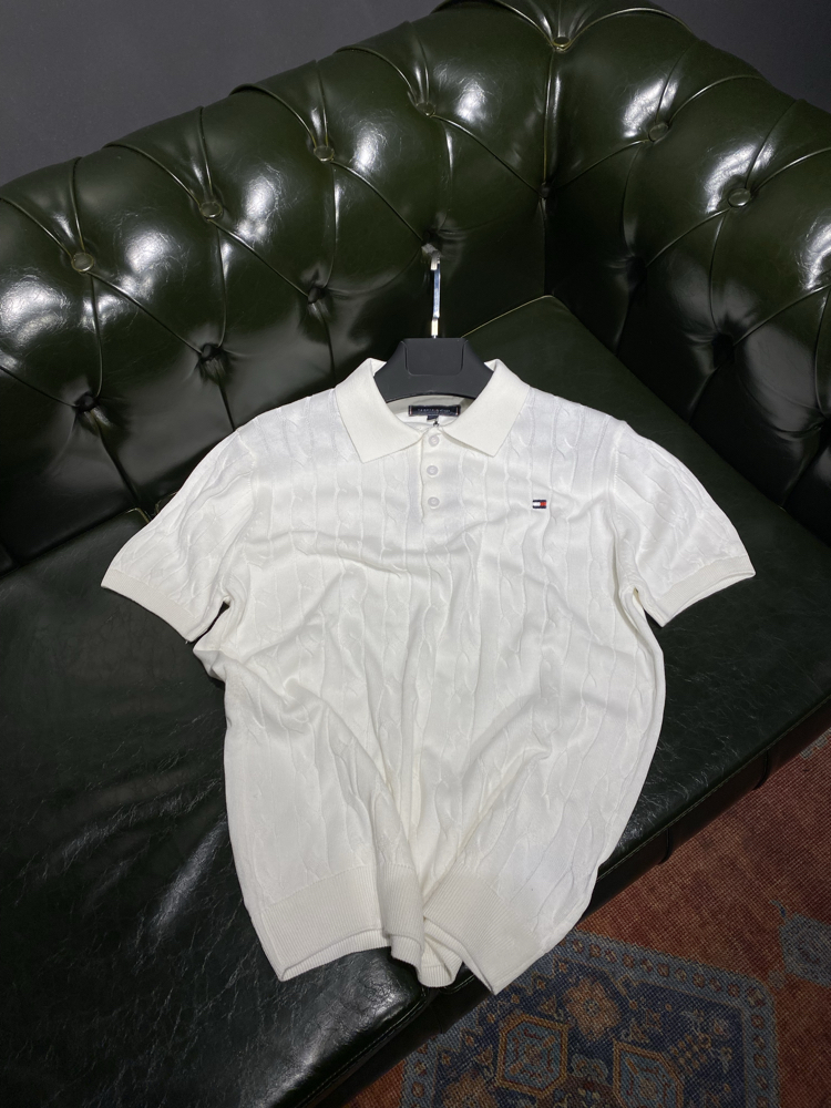 Tommy Hilfiger- Premium Beyaz Triko Polo Yaka