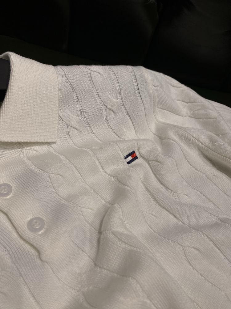 Tommy Hilfiger- Premium Beyaz Triko Polo Yaka