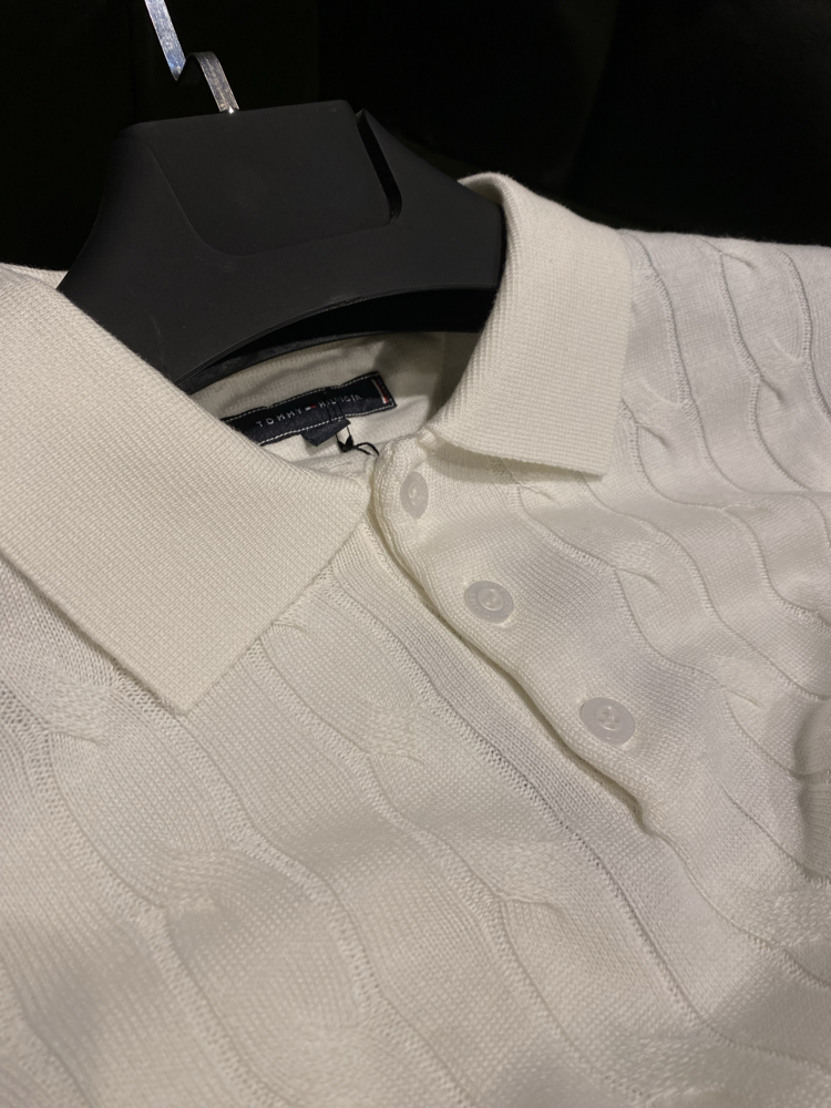 Tommy Hilfiger- Premium Beyaz Triko Polo Yaka