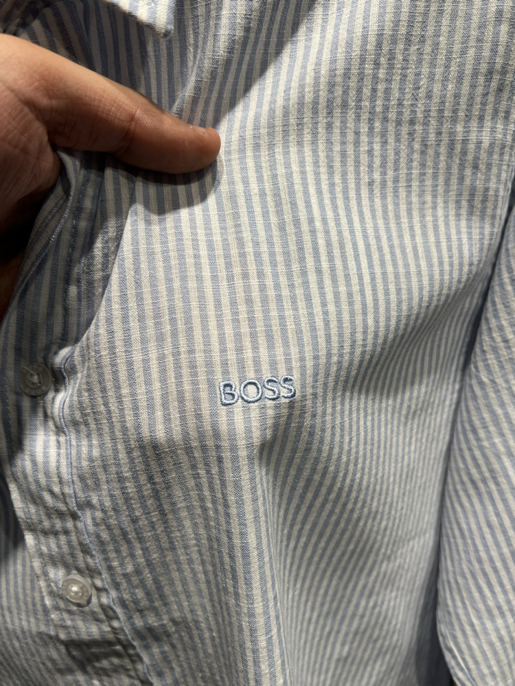 BOSS Premium Çizgili Keten Gömlek