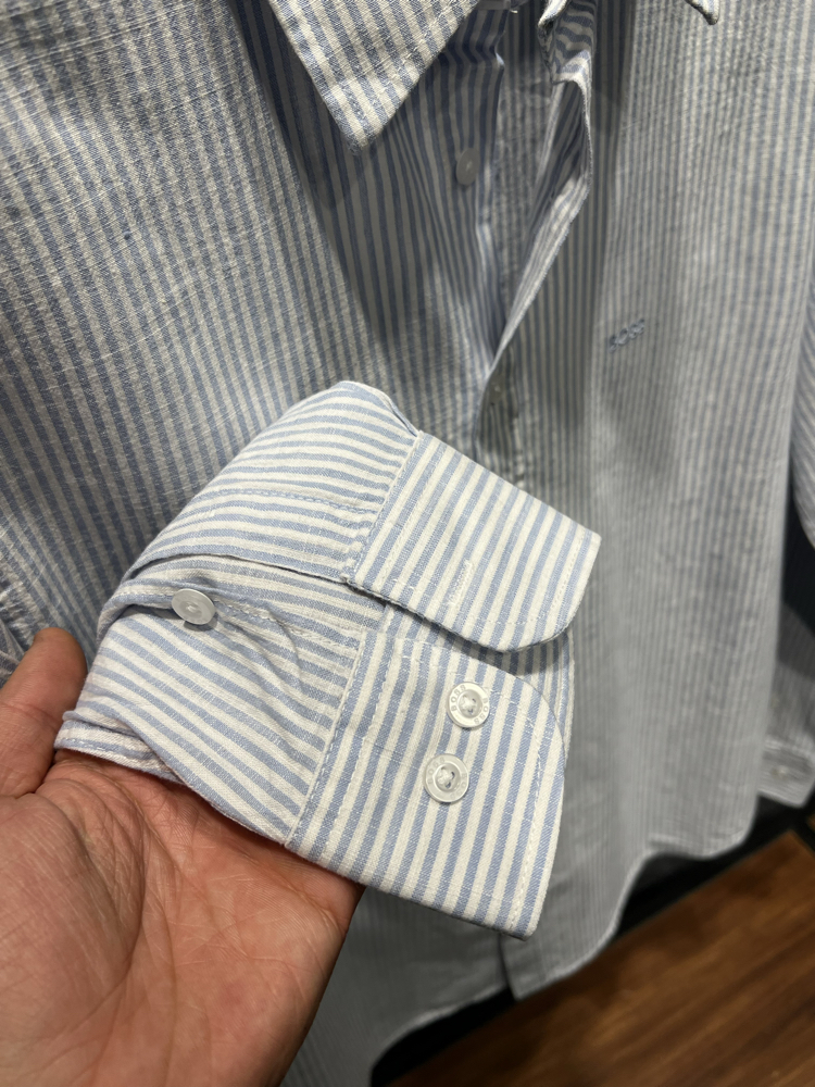 BOSS Premium Çizgili Keten Gömlek