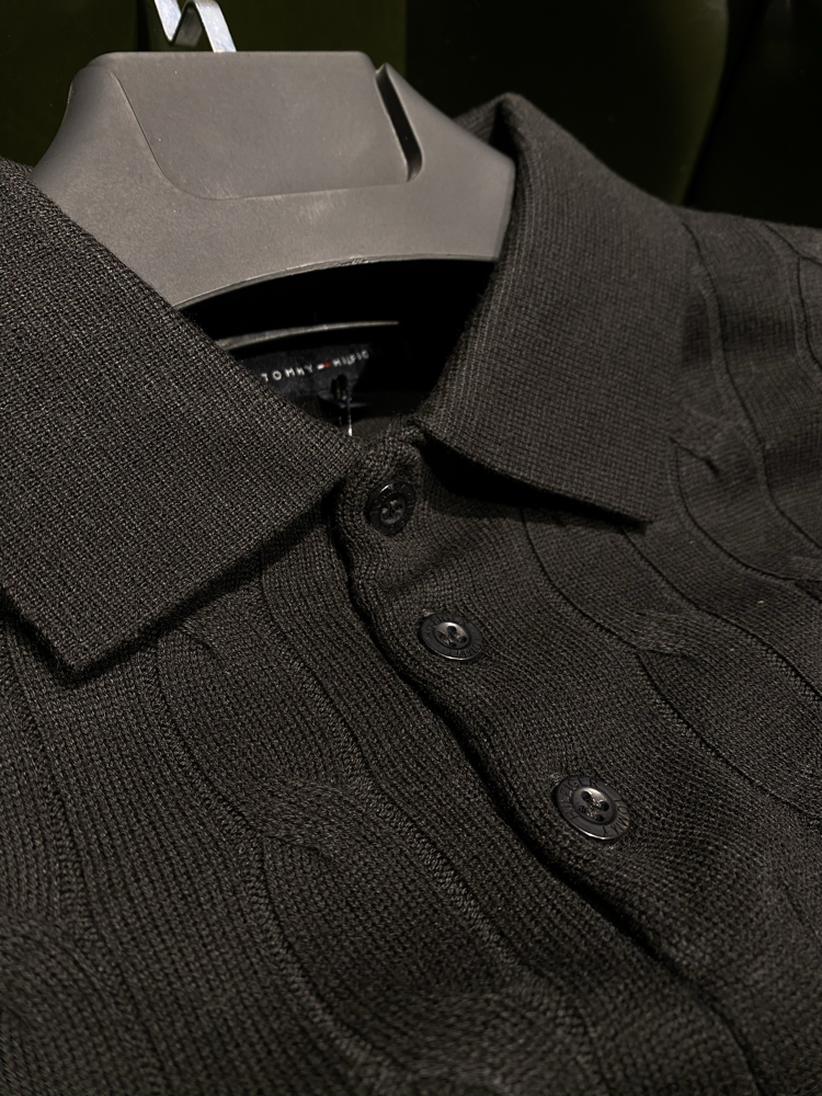 Tommy Hilfiger- Premium Siyah Triko Polo Yaka