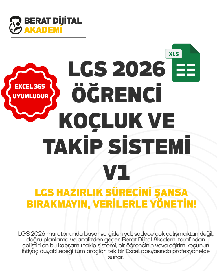 LGS 2026 Öğrenci Koçluk ve Takip Sistemi V1 (Excel)