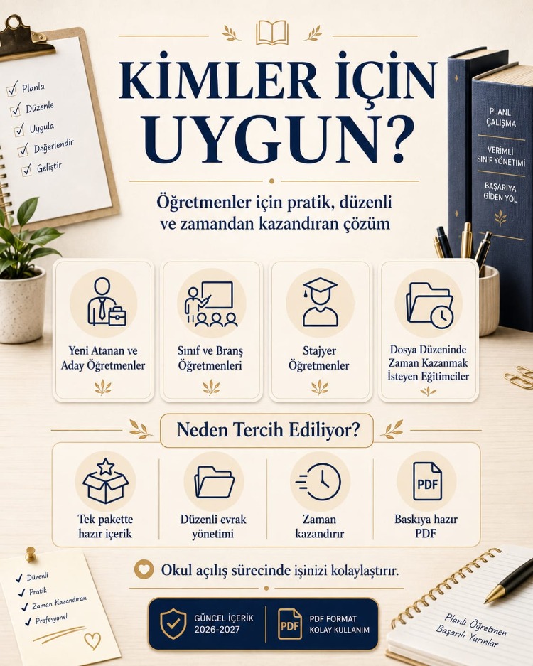 2026-2027 ÖĞRETMEN DOSYASI (52 Evrak | 5 Ana Bölüm) | PDF | Dijital Ürün