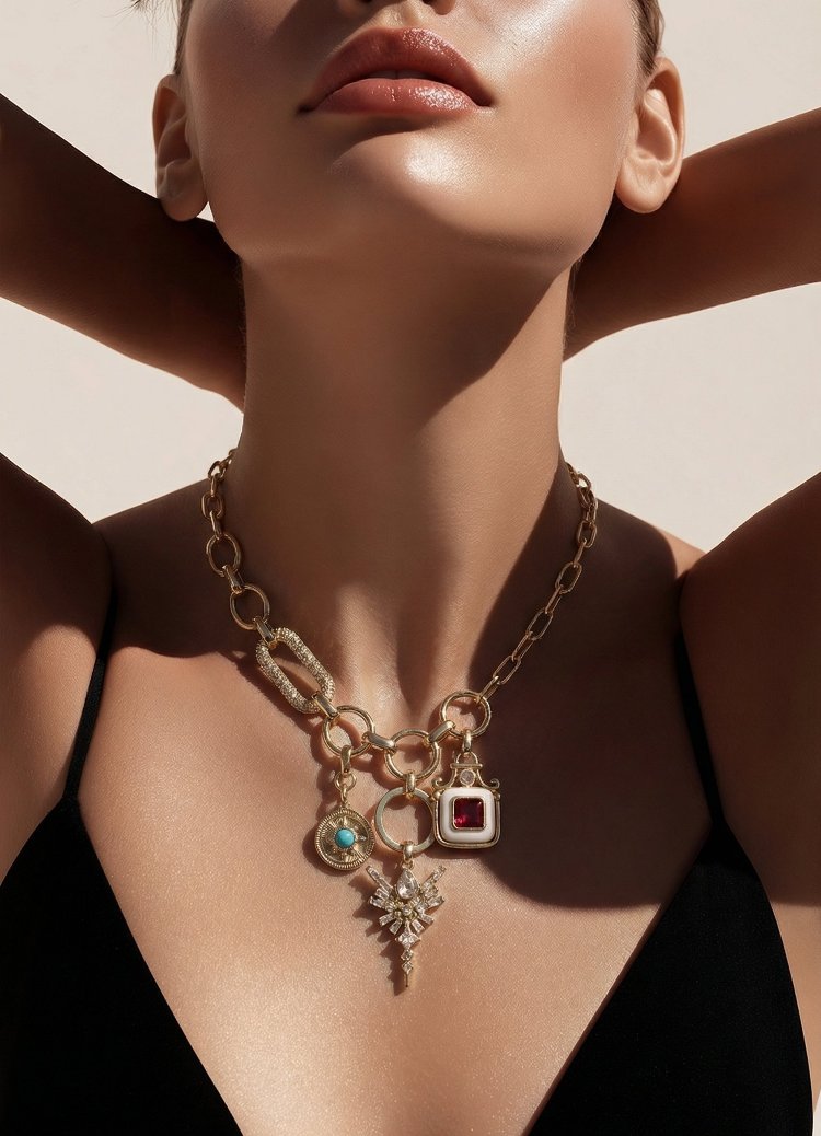 Charm detaylı tasarım vip kolye